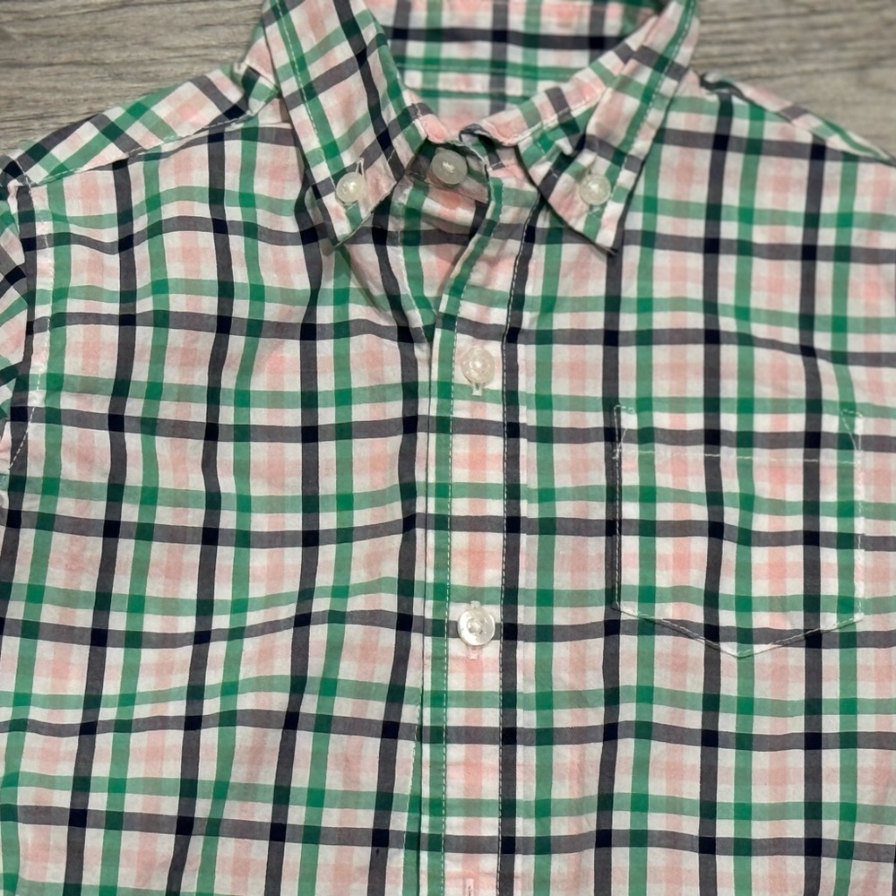 Janie and Jack Green and Pink Plaid Shirt